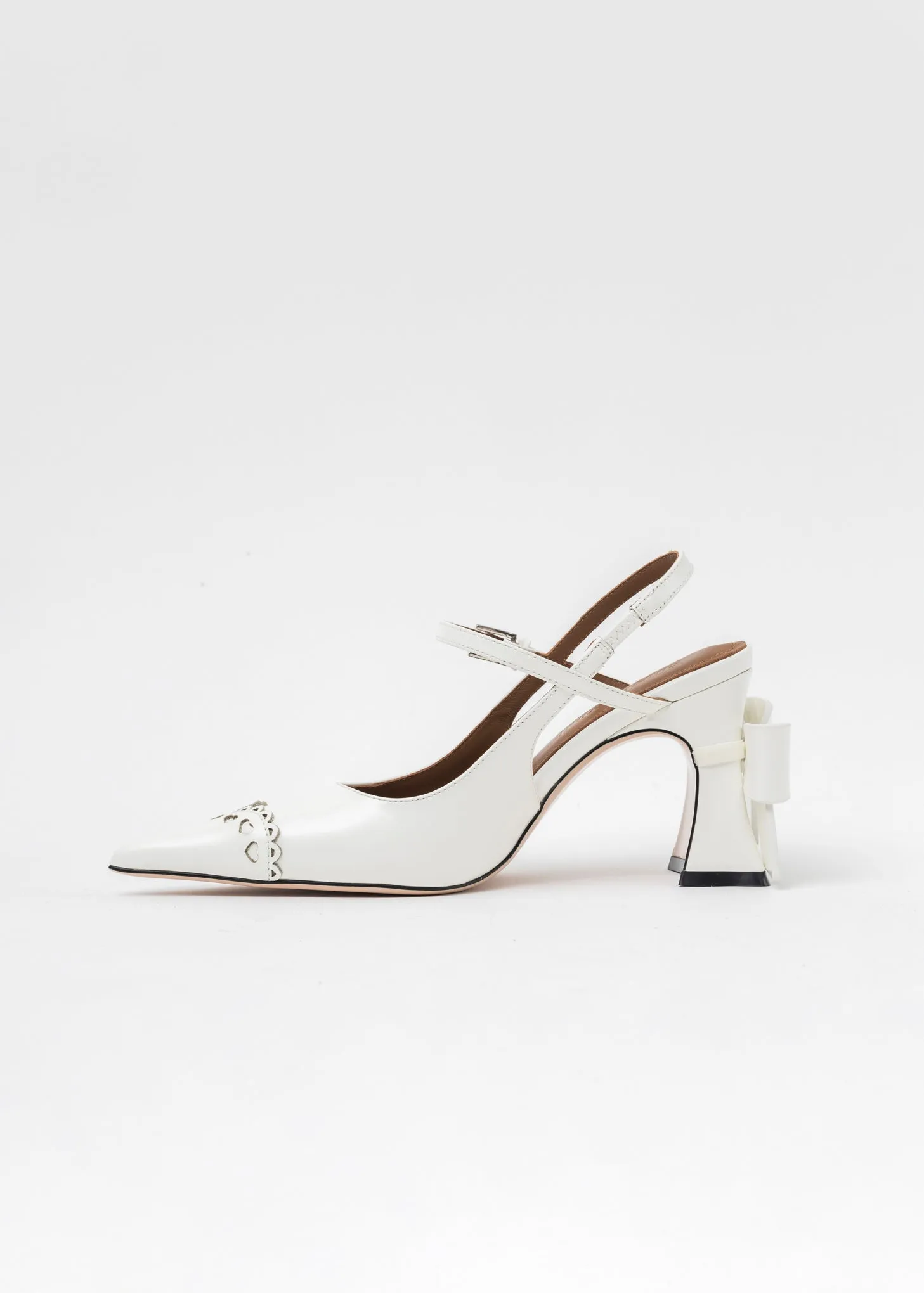 White Bow Toe Pointed Heels
