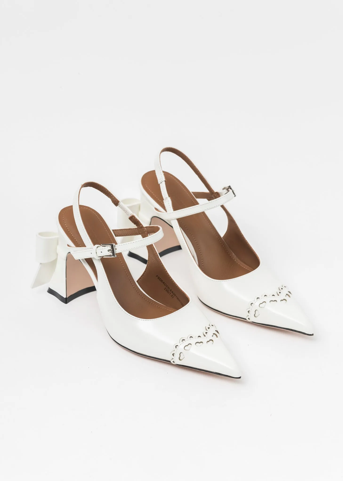 White Bow Toe Pointed Heels