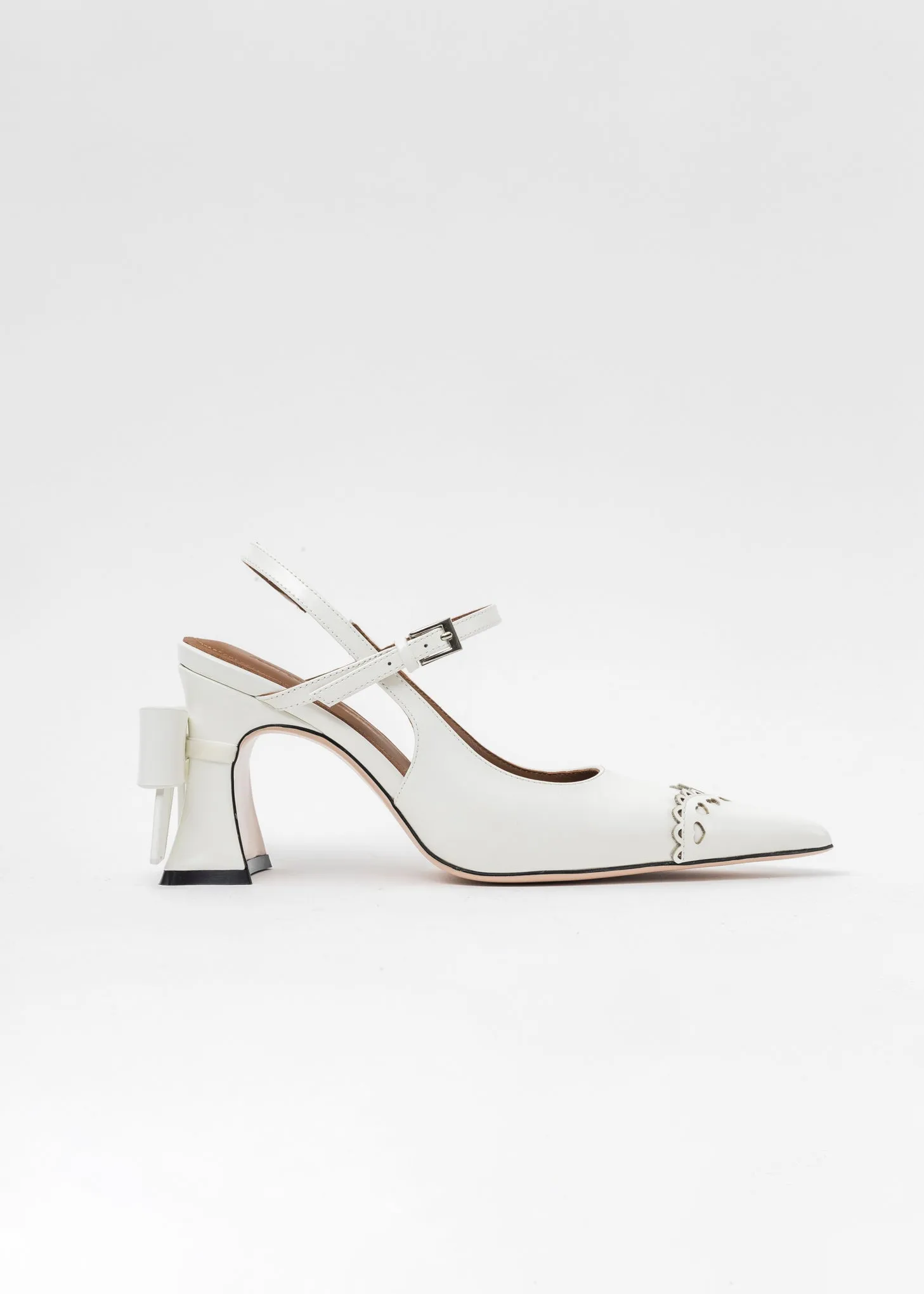 White Bow Toe Pointed Heels