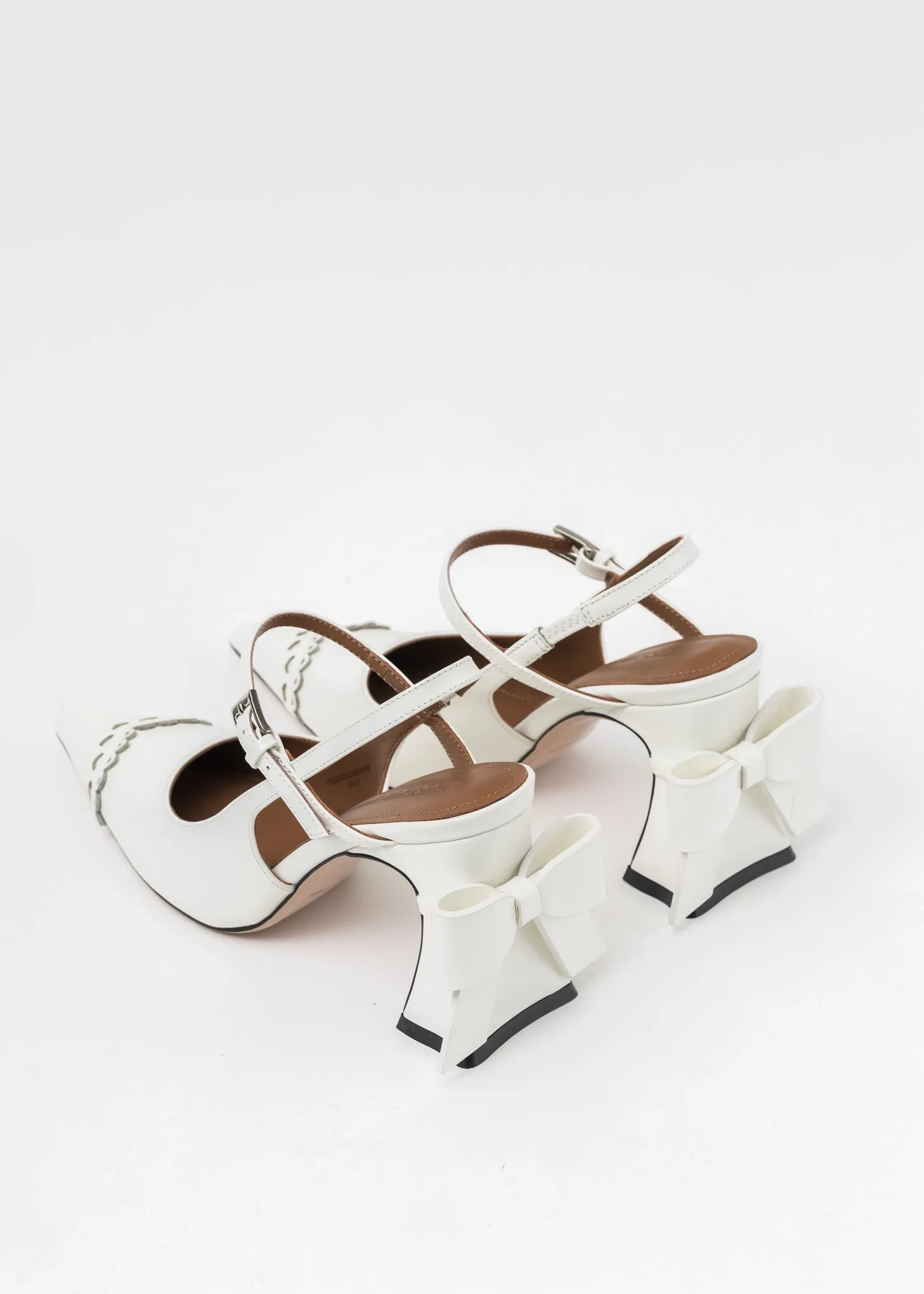 White Bow Toe Pointed Heels