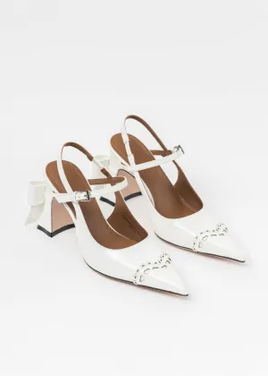 White Bow Toe Pointed Heels