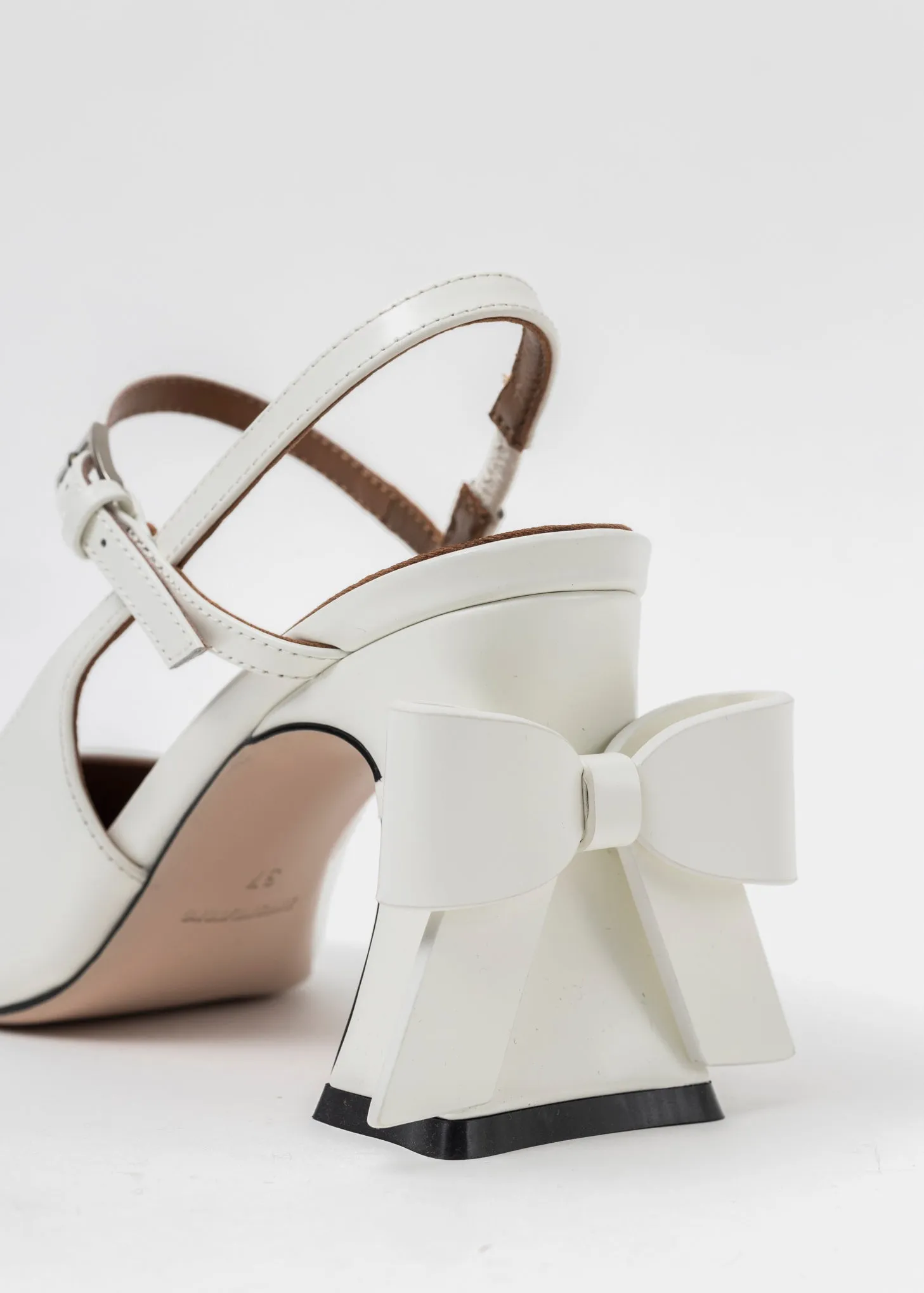 White Bow Toe Pointed Heels