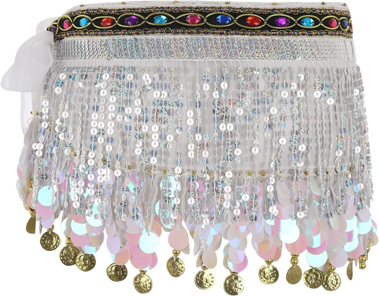 Women Belly Dance Costume Set Sequin Tassel Hip Scarf Skirt Crop Top Bra Top Bikini Top Rave Outfits