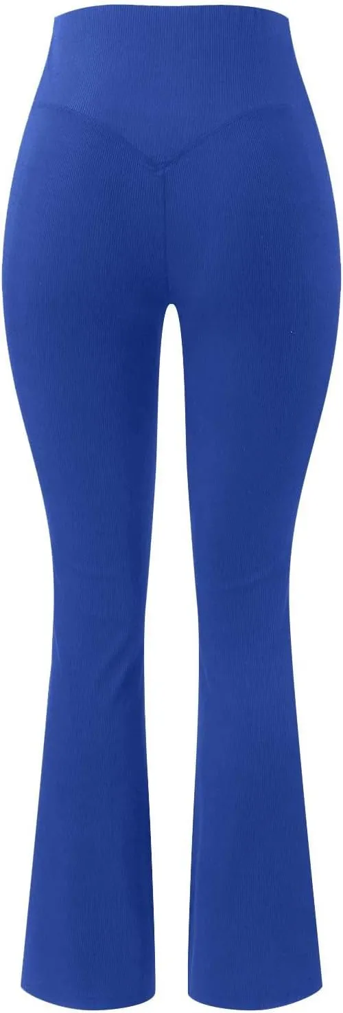 Womens Stretch Yoga Leggings Fitness Running Sports Pants Seamless Workout High Waist Butt Lift Bell Bottom Sweatpants