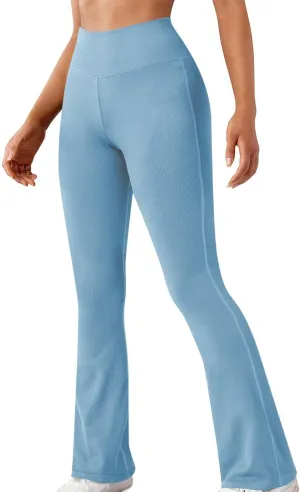 Womens Stretch Yoga Leggings Fitness Running Sports Pants Seamless Workout High Waist Butt Lift Bell Bottom Sweatpants