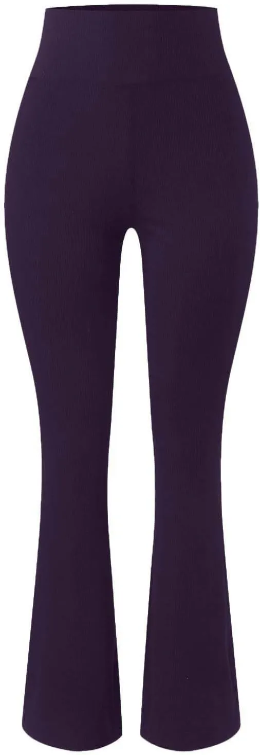 Womens Stretch Yoga Leggings Fitness Running Sports Pants Seamless Workout High Waist Butt Lift Bell Bottom Sweatpants
