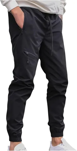 Xiaojmake Men's Casual Waffle Joggers Pants Lightweight Slim Fit Sweatpants Workout Hiking Pants Open Bottom Lounge Trousers