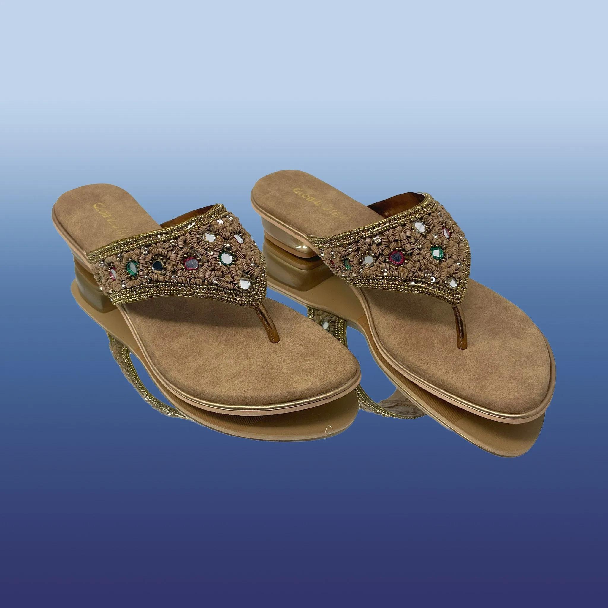 ZariGlow Embellished Antique heels