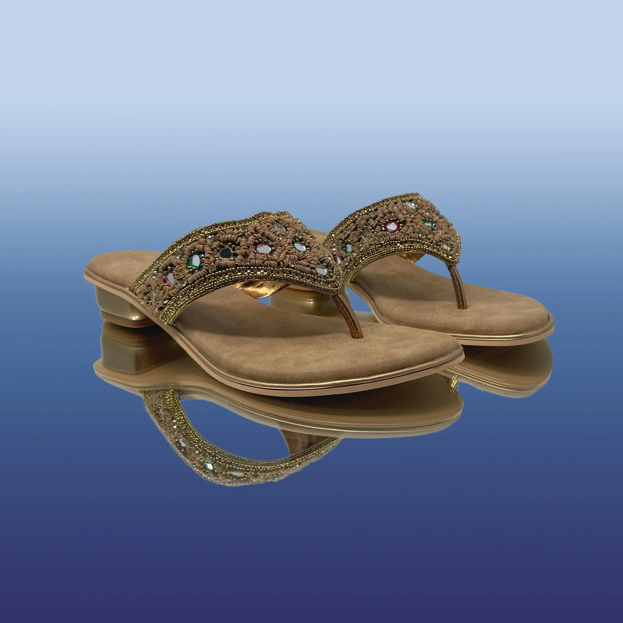 ZariGlow Embellished Antique heels