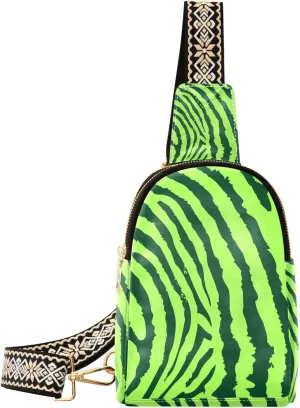 Zebra Small Sling Bag for Women,Leather Fanny Pack,Crossbody Waist Bag With Adjustable Guitar Strap