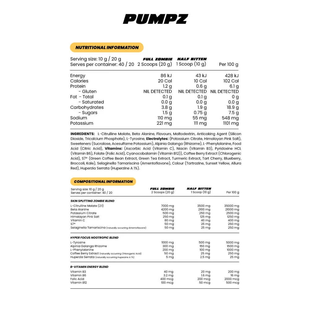 Zombie Labs Pumpz | Non Stim Pre-Workout